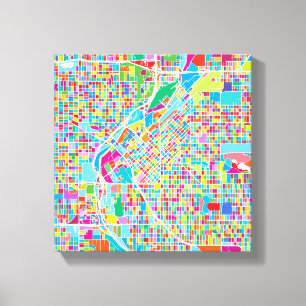 Colorful Denver Map Canvas Afdruk