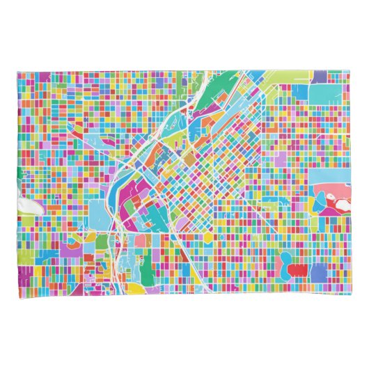 Colorful Denver Map Kussensloop (Voorkant-Rechts)