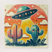 Colorful Desert Scene with UFO Jigsaw Puzzle (Vertical)
