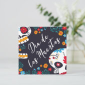 Colorful Dia de los Muertos Party | Uitnodiging (Staand voorkant)