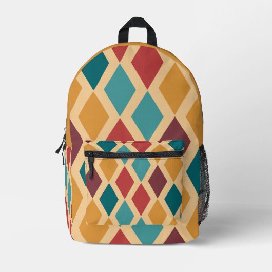 Colorful Diamond Pattern Bedrukte Rugzak (Voorkant)