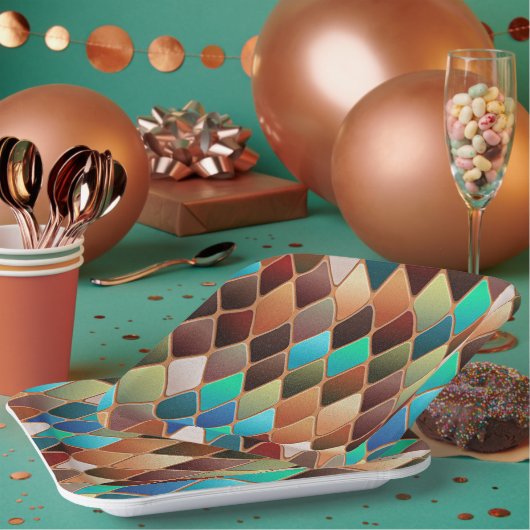 Colorful Diamond Pattern Papieren Bordje (Multi)