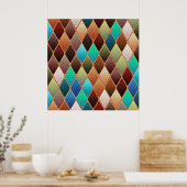 Colorful Diamond Pattern Poster (Keuken)