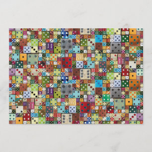 Colorful Dice Bunco Invite Kaart