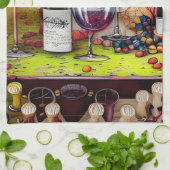 Colorful Digital Art bij wijnproeven Theedoek (Gevouwen)