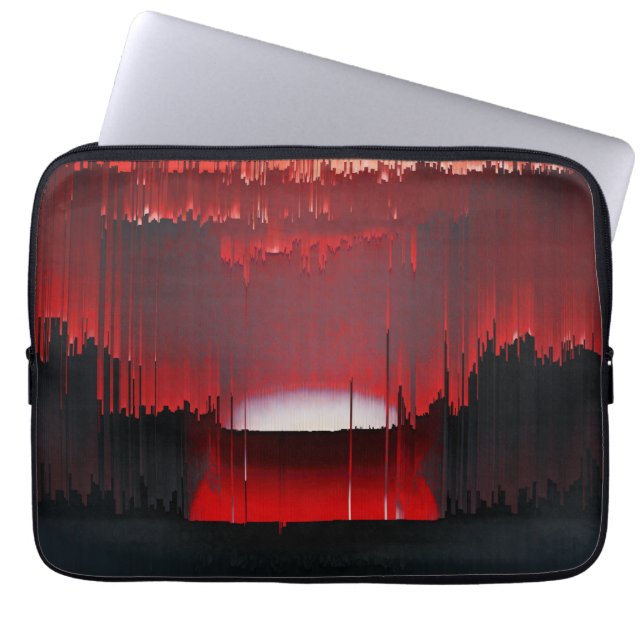 Colorful Digital Sunset Glitch Laptop Sleeve (Voorkant)