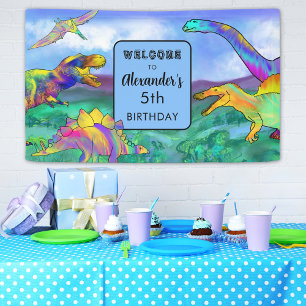 Colorful Dinosaur Birthday Party Personalized Spandoek