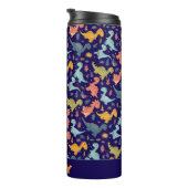 Colorful dinosaur cartoon  blue pattern name  thermosbeker (Geroteerd rechts)