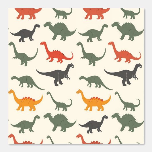 Colorful Dinosaur Pattern  Behang (Voorkant)