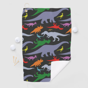 Colorful Dinosaur Pattern (Donker) Golfhanddoek
