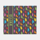 Colorful Dinosaur Pattern, Kinder persoonlijke Fleece Deken (Voorkant (Horizontaal))