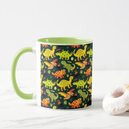 Colorful Dinosaur Pattern Mok (Met donut)