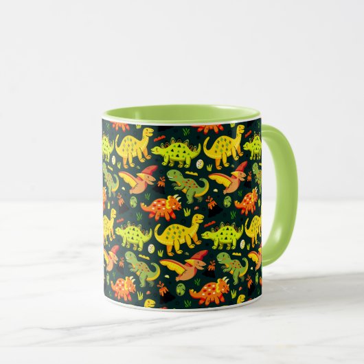 Colorful Dinosaur Pattern Mok (Voorkant rechts)