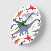 Colorful Dinosaur Pattern Ronde Klok (Hoek)