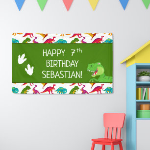 Colorful Dinosaur Pattern T-Rex Birthday Party Spandoek