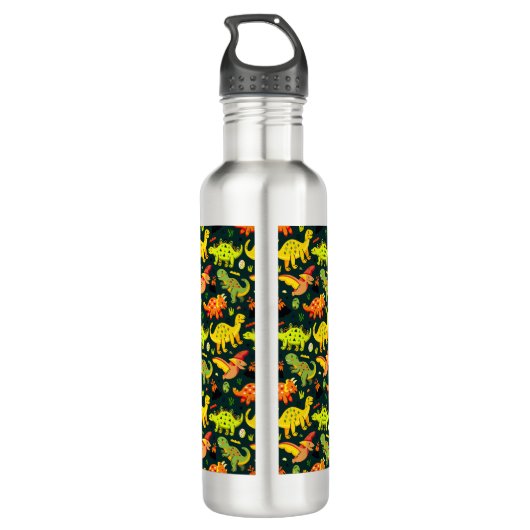 Colorful Dinosaur Pattern Waterfles (Achterkant)