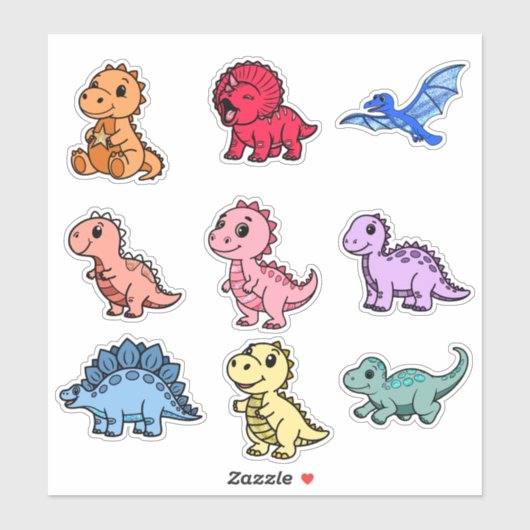Colorful Dinosaur Stickers for Kids - Fun & Unique (Feuille)