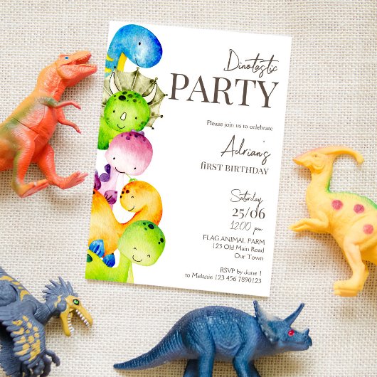 Colorful dinosauriërs verjaardagsfeest uitnodiging