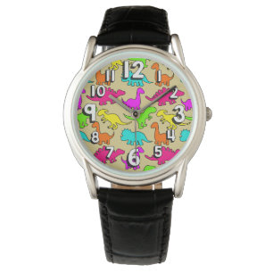Colorful Dinosaurs Horloge