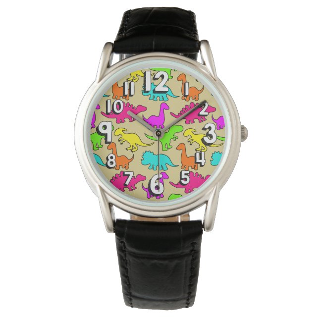 Colorful Dinosaurs Horloge (Voorkant)