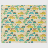 Colorful Dinosaurs Pattern Cadeaupapier (Vlak)