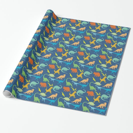Colorful Dinosaurs Pattern Cadeaupapier (Uitgerold)