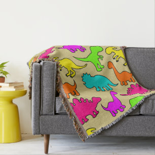 Colorful Dinosaurs Throw Blanket Deken