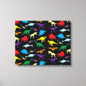 Colorful Dinosaurs Waterverf Kinder Patroon Canvas Afdruk (Voorkant)