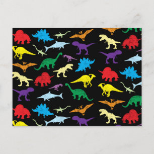 Colorful Dinosaurs Waterverf Kinder Patroon Feestdagenkaart