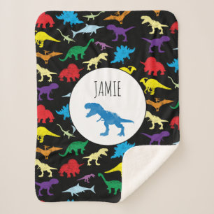 Colorful Dinosaurs Waterverf Kinder Patroon Sherpa Deken