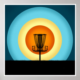 Colorful Disk Golf Basket Poster