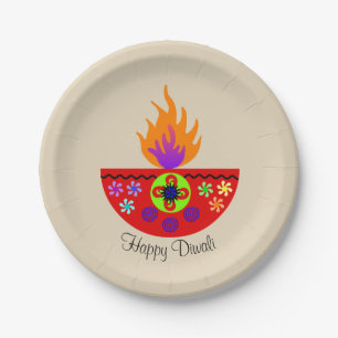 Colorful Diwali Lamp Diya Papieren Bordje