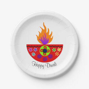 Colorful Diwali Lamp Diya Papieren Bordje