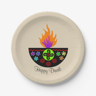 Colorful Diwali Lamp Diya Papieren Bordje