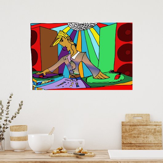 Colorful DJ Drawing Poster (Keuken)