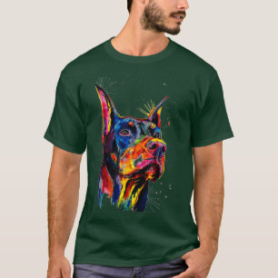 Colorful Doberman Hondenliefhebber Pap Mam Boy Gir T-shirt