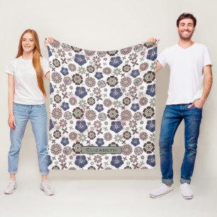 Colorful doele florale patroon gepersonaliseerde n fleece deken