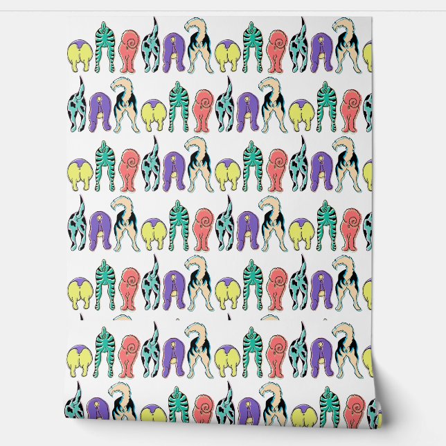 Colorful Dog Butts Pattern Behang (Afrollen)