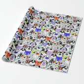 Colorful Dog Crowd Pattern Cadeaupapier (Uitgerold)