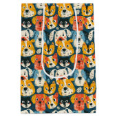 Colorful Dog Pattern Medium Cadeauzakje (Achterkant)