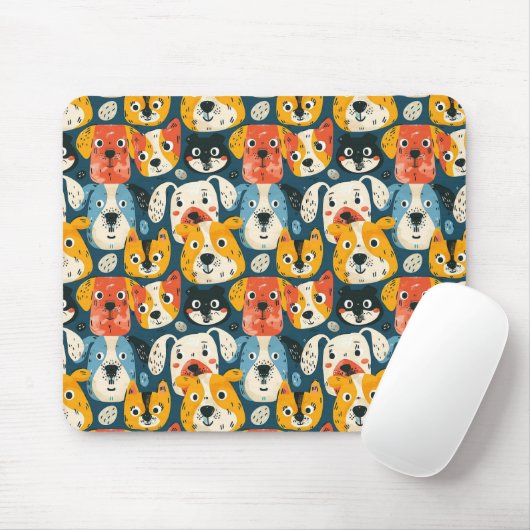 Colorful Dog Pattern Muismat (Met muis)