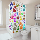 Colorful Dog Paw Pattern Douchegordijn (In situ)