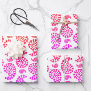Colorful Dog Paw Print Patroon Inpakpapier Vel