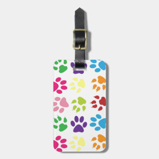 Colorful Dog Paws Bagagelabel