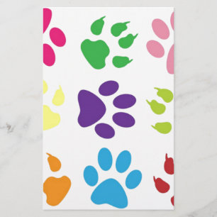 Colorful Dog Paws Briefpapier