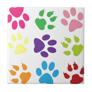 Colorful Dog Paws Tegeltje