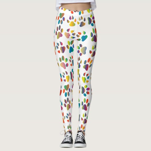Colorful Doggie Paws Leggings (Voorkant)