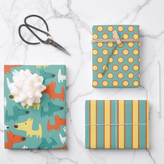 Colorful Dogs Wrapping Paper Set (Voorkant)