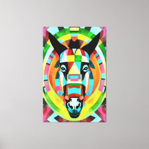 Colorful Donkey Geometric Art Abstract Canvas Afdruk
