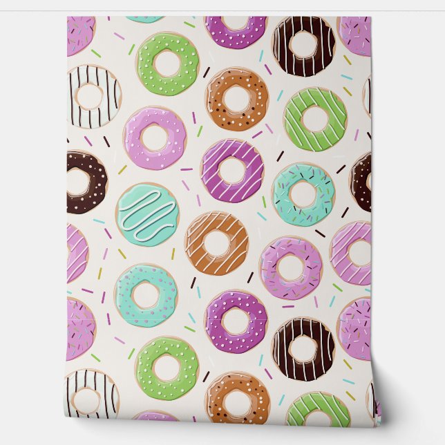Colorful Donuts Pattern Behang (Afrollen)